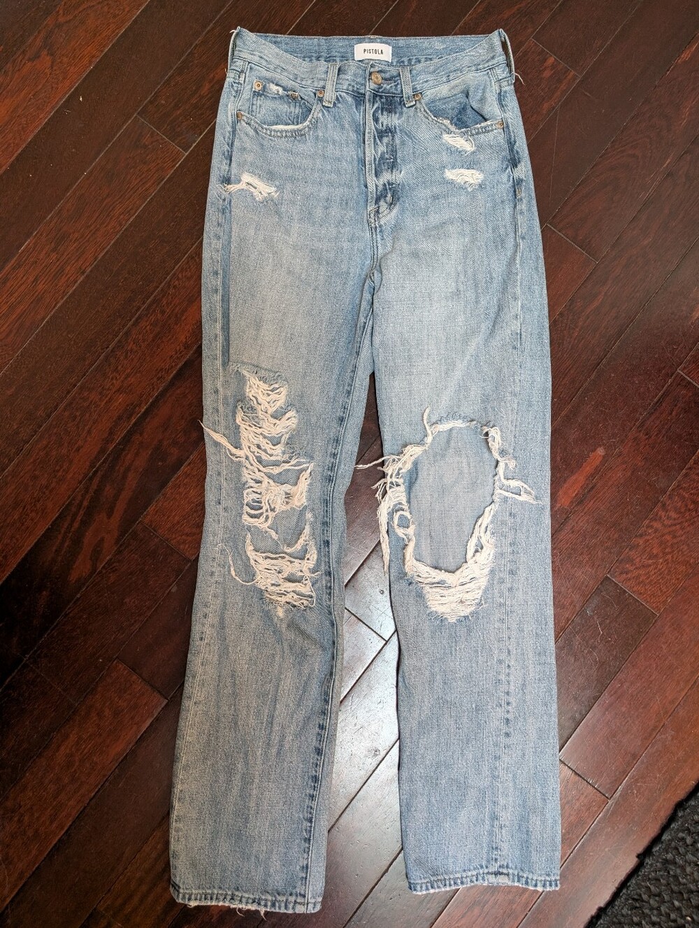 Pistola Destructed High Rise Jeans - Light wash